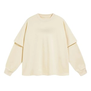 Camiseta de manga doble Lisa | Mezcla de algodón suave | Técnica de teñido reactivo | Transpirable duradero anti-encogimiento y ajuste cómodo - Product Image 2