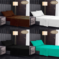 Parure de lit en polyester brossé, drap-housse uni doux avec taies d'oreiller, ensemble de literie moderne pour la maison et l'hôtel