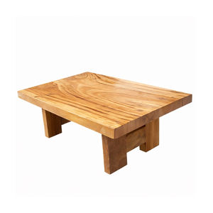 Mesa de Centro Moderna de Madera Maciza de Monkey Pod o Suar con Tapa Cuadrada, Acabado de Grano de Madera Natural y Diseño Duradero para Sala de Estar - Product Image 1