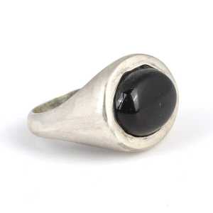 925 Sterling <b>Silver</b> Men's <b>Statement</b> <b>Ring</b> with Oval Onyx Stone Natural Cut Geometric Gem Polished Finish for Everyday Wear - Product Image 3