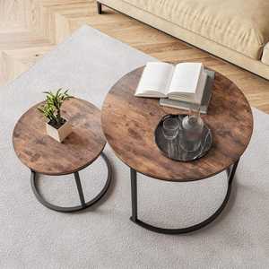 <b>Coffee</b> <b>Table</b> <b>Round</b> Wood Top Metal Frame <b>Nesting</b> Side <b>Table</b> For Living Room Home Hotel Office Durable Modern Accent Furniture Pro - Product Image 5