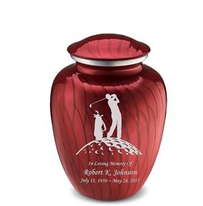 Pearl Candy Red Embrace Urnas de cremación de golf personalizadas para adultos para cenizas humanas Urna funeraria grande Hombres y mujeres Urnas de tamaño personalizado - Product Image 1
