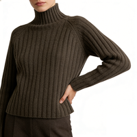 Pull en cachemire 100% pur pour femme, col haut, tricoté, manches longues, pull tendance
