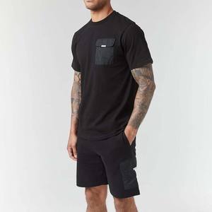 Ropa de calle personalizada, camisetas y pantalones cortos, conjunto de 2 piezas para correr, camisa con estampado bordado y conjunto corto, chándales de verano de algodón para hombres OEM - Product Image 1