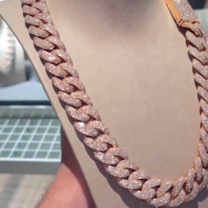 สร้อยคอเพชรสวิส20มม. คุณภาพพรีเมี่ยม VVS moissanite 10K สีทองสเตอริงเงินปรับแต่งสีได้ตามต้องการสร้อยคอฮิปฮอปไมอามี่ - Product Image 6