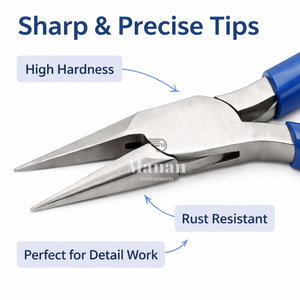 Alicates de punta de cadena de 5 pulgadas de alta calidad, de acero inoxidable, tamaño personalizable, herramienta de mandíbula lisa de precisión para envolver alambres y proyectos de bricolaje. - Product Image 2