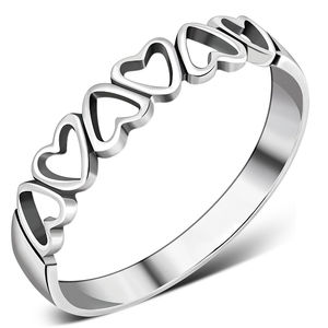 Anillo de Corazón Plateado, Simple y Moderno, con Incrustaciones de Diamantes Tallados, Joyería Religiosa de Aleación y Cobre - Product Image 2