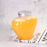 Pot en plastique PET en forme de coeur de haute qualité avec couvercle pour jus, café, lait, thé, autres boissons directement du fabricant du Vietnam