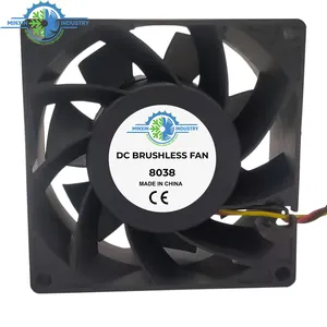 Ventilador pequeño de refrigeración de alto CFM, dispositivo de Ventilación potente de 8038A, CC de 5V, 12V y 24V, usado para cargador de luces de sala de cultivo, Extractor de humos, disipador térmico GPU