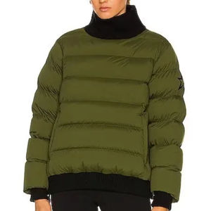 Veste matelassée horizontale pour femmes avec col en tricot et panneaux de manches - Product Image 1