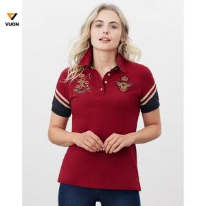 100% algodón de manga corta para mujer para polos ropa de calle de punto transpirable con logotipo personalizado de alta calidad - Product Image 1