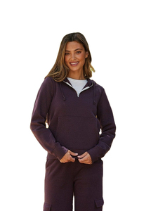 Sweats à capuche surdimensionnés pour femmes grande taille pull zippé anti-boulochage respirant Terry Quater Zip sweat à capuche vierge - Product Image 3