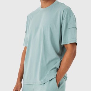 Conjunto de pantalones cortos de algodón transpirable para hombre con 2 camisetas Ropa de verano-Camisetas de chándal y pantalones cortos en un conjunto cómodo - Product Image 3