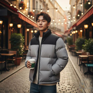 Lightweight <b>Thermal</b> Hooded Reversible Puffer Jacket for <b>Men</b> Featuring Front logo Breathable Insulation Bulk Export Production - Product Image 2