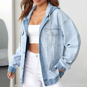 Vestes en jean personnalisées avec logo pour la vente en gros en Europe et en Amérique, vestes en jean unies, délavées à l'acide, pour femmes, vente chaude 2024 - Product Image 1