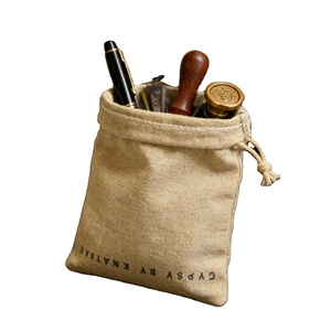 Pochette de rangement pour bijoux en coton et lin naturel, sac à cordon, sac d'emballage en coton, logo personnalisé - Product Image 1