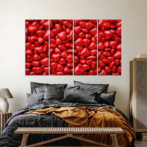 Impression sur toile Modern Heart Candy : décoration murale élégante pour la cuisine, lot de 4 toiles - Product Image 1