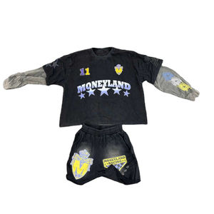 100% coton Street Wear graphique Boxy gaufre Hip Hop haute qualité pour hommes Double couche surdimensionné à manches longues T-shirt surdimensionné - Product Image 5