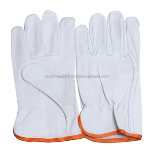 Gants en cuir de mouton véritable avec logo personnalisé Gants de travail imperméables en grain de chèvre pour conducteur lourd avec protection du travail - Product Image 3