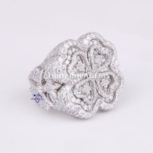 แหวนฮิปฮอปประดับเพชรสำหรับผู้ชายแหวนเพชรสำหรับปลูก14Kt สีขาวทองระยิบระยับหรูหรา - Product Image 4