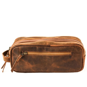 Neceser de Cuero Vintage de Tamaño Mediano con Cierre de Cremallera, Estuche Cosmético Resistente para Viaje - Product Image 4