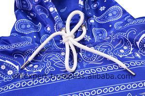 Top des tendances qualité supérieure personnalisé Hip Hop Style Streetwear bleu Royal couleur Bandana impression Sublimation hommes sweats à capuche respirants - Product Image 3