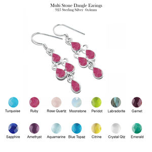 Pendientes Unisex de Plata de Ley 925 con piedras preciosas de arcoíris, forma de pera, colgante de gota, joyería de piedra natal para bodas, bonitos para - Product Image 5