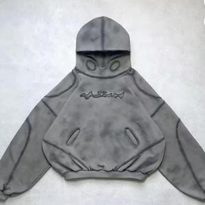 Hombres 100% algodón pulóver Sudadera con capucha 420gsm hombro caído Sudadera con capucha de gran tamaño personalizado Crop Hoodies - Product Image 1