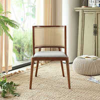 La mejor opción, silla de comedor de madera maciza Retro moderna, bolsa suave, silla de ratán informal para Hotel, restaurante, estilo de diseño Simple Nórdico