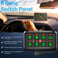 Panel de interruptores de luces todoterreno de 8 canales, kit de sistema de relés y fusibles de control de circuito de 12V, módulo de interruptores LED con atenuación automática de encendido/apagado para camión