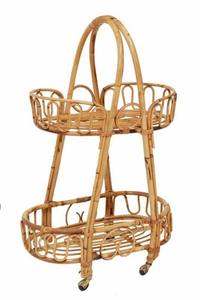 Chariot de bar en rotin écologique fait à la main avec des étagères à paniers Meubles durables en gros pour hôtel Bar Grande quantité - Product Image 2