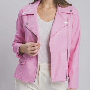 Chaqueta de invierno informal de gran tamaño de bombardero de cuero genuino para mujer, cuello vuelto, cremallera, prendas de vestir exteriores ecológicas a prueba de viento - Product Image 1