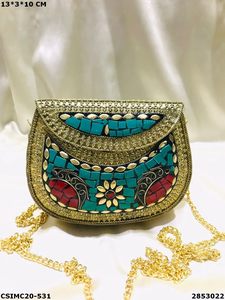 Sac de soirée élégant pour dames Designer Metal Mosaic Handcrafted Clutch - Product Image 3