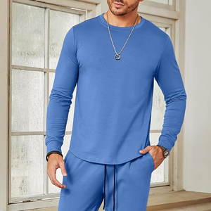 Venta al por mayor de chándales de algodón de peso pesado liso para hombre, chándal personalizado gimnasio Jogger conjunto de dos piezas para Mem ropa informal - Product Image 4