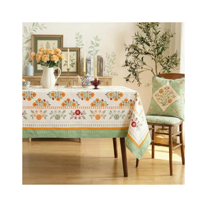 Blue White Round Cotton Tablecloth Floral Medallion Print Scalloped Border Dining <b>Table</b> <b>Cover</b> Wholesale OEM ODM Supplier - Product Image 2