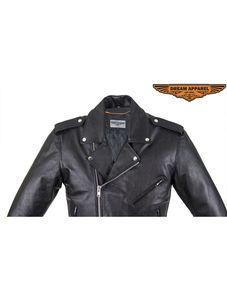 Veste de moto en cuir pour hommes Poches dissimulées pour armes à feu en cuir de vachette souple, respirant et résistant - Product Image 2