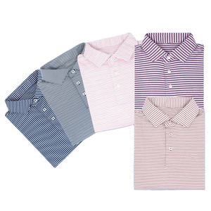 T-shirts de golf décontractés à séchage rapide et respirants de haute qualité OEM, imprimés, pour hommes, polos rayés, logo personnalisé - Product Image 2
