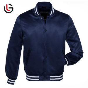 Venta caliente 100% poliéster tejido de punto satén bombardero béisbol chaqueta universitaria para hombres mujeres bordado personalizado Logo Casual - Product Image 3