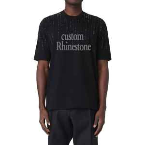 Wholesale <b>Custom</b> <b>Design</b> Rhinestone T <b>Shirts</b> For Men Cotton/Polyester Breathable Quick Dry Short Sleeve Rhinestone T <b>Shirt</b> - Product Image 1