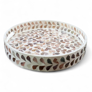 Plateau de service artisanal en nacre, plateau décoratif en incrustation de coquillages, écologique, naturel, pour la maison, utilisation sur table - Product Image 1