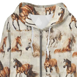 Women Winter <b>Sublimation</b> Printed Customized Lightweight Breathable Long Sleeve Pullover <b>Hoodie</b> with Pocket and Horse Design - Product Image 6