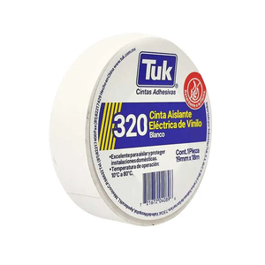 Cinta Aislante Blanca 19mmx18mt 320 Paquete 10 Unidades Tuk - Product Image 1