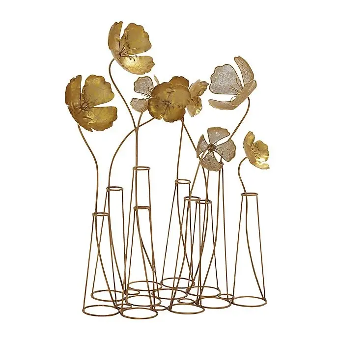 Home Decorative Modern Luxury Minimalist Kids Room Metal Flower Vase Wall Hanging Art for Other Home Decoration Items