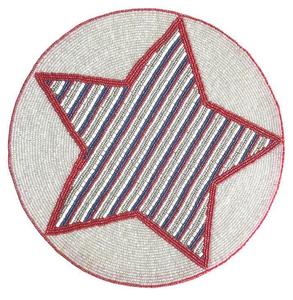 ที่รองแก้วลูกปัดปักรูปดาวและที่รองจานทำจากวัสดุยางที่ทนทานถาดรองแก้วลูกปัดสีฟ้าแดงขาว - Product Image 6