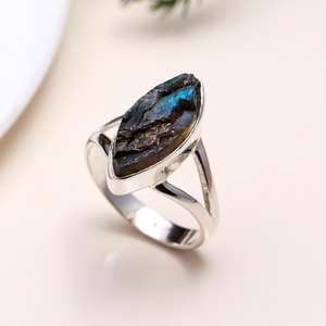 Bijoux Labradorite classique 925 bijoux en argent Sterling naturel bleu feu Labradorite pierre précieuse bague faite à la main 925 bijoux de timbre - Product Image 5