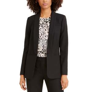 Blazer da Donna Calvin Klein Parker in Twill Nero Monopetto in Lana e Velluto a Coste Lunghe e Corte, Tinta Unita e Fantasia, Taglia 12 - Product Image 1