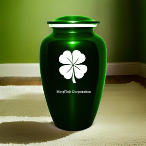 Urne funéraire brun moka brillant avec design floral couleurs personnalisées prix de gros pots de cendres funéraires décoratifs - Product Image 5