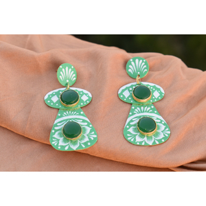 Mattefinishing Meenakari Partywear,ตุ้มหูทองเหลืองแบบห่วงสำหรับเด็กหญิงและสตรี - Product Image 1