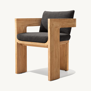 Chaise de salle à manger en tissu doux avec pieds en bois de teck massif, assise neutre et confortable pour la salle à manger scandinave - Product Image 2
