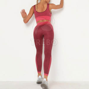 Active Wear Yoga Set para mujer Logotipo frontal sólido Ecológico Transpirable Ropa de entrenamiento de 2 piezas - Product Image 4